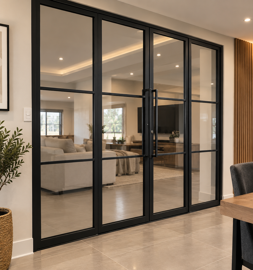 Black Framed Glass Double Door