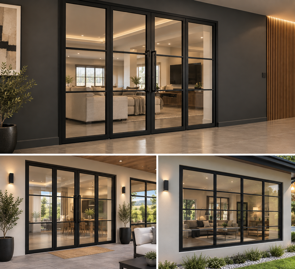 Black Framed Glass Double Door