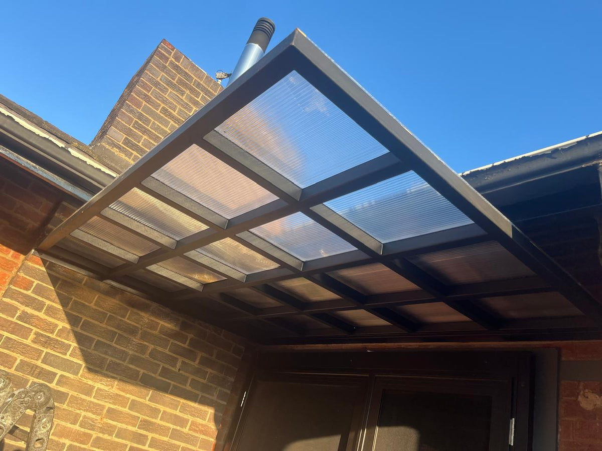 Ashwoodcreations - Pre-assembled Metal Multiwall Awning - 1m 1.5m