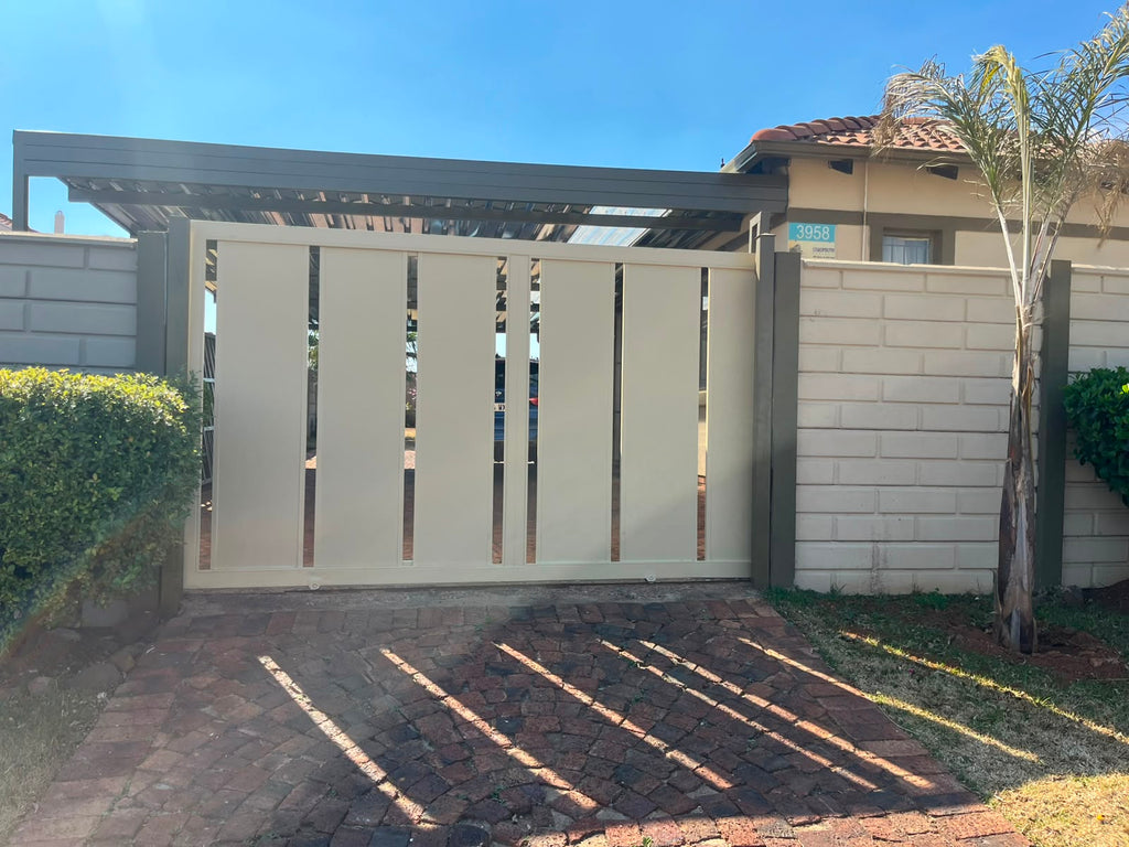 Modern Vertical Slat Steel Sliding Gate