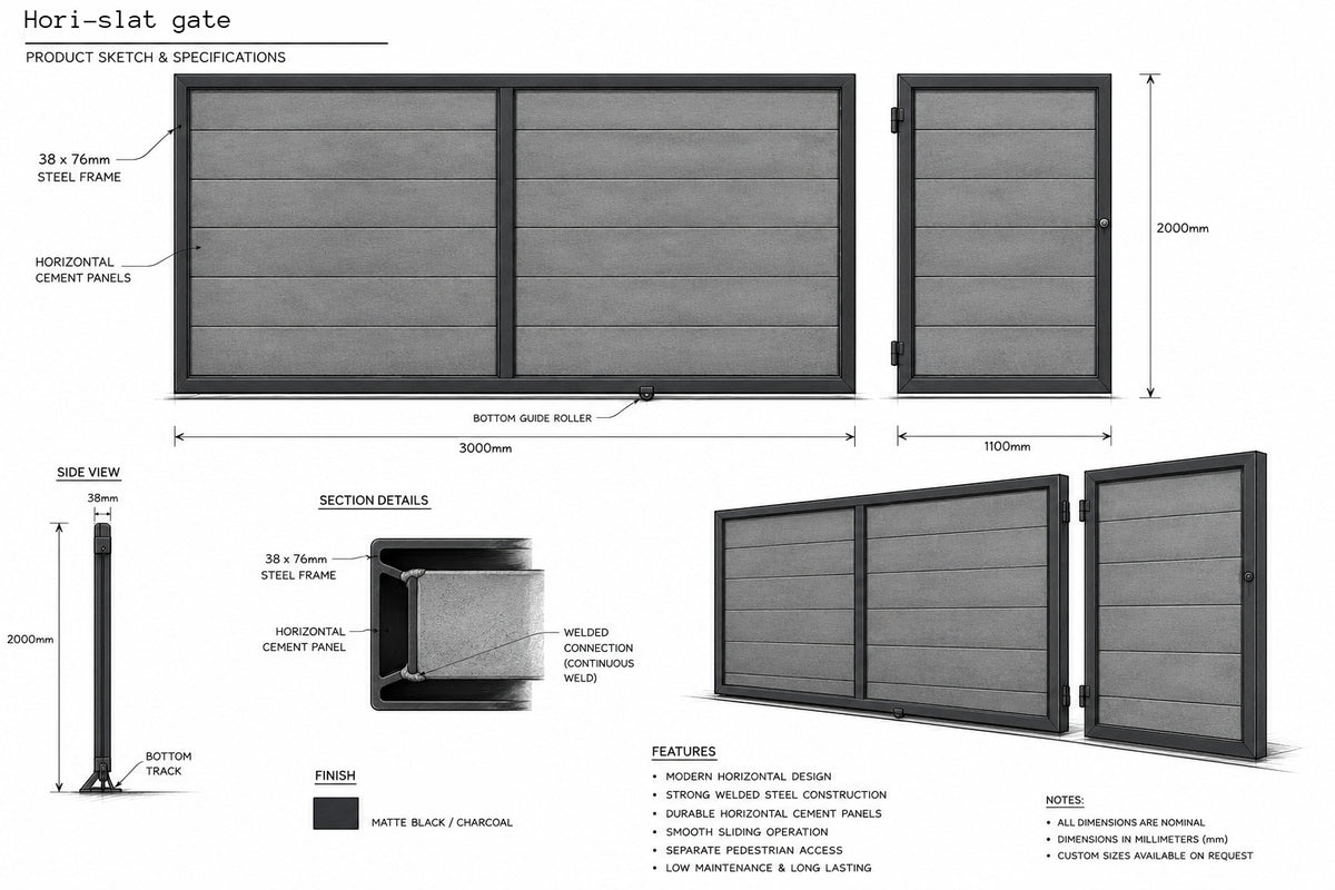 Ashwood Horizontal slat gate