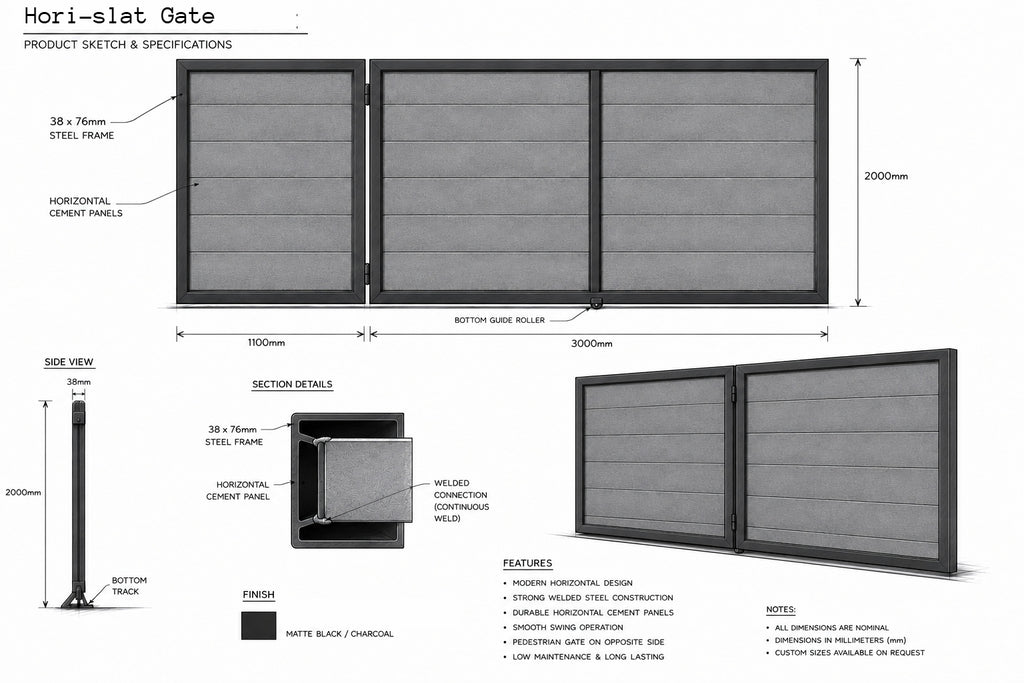 Ashwood Horizontal slat gate