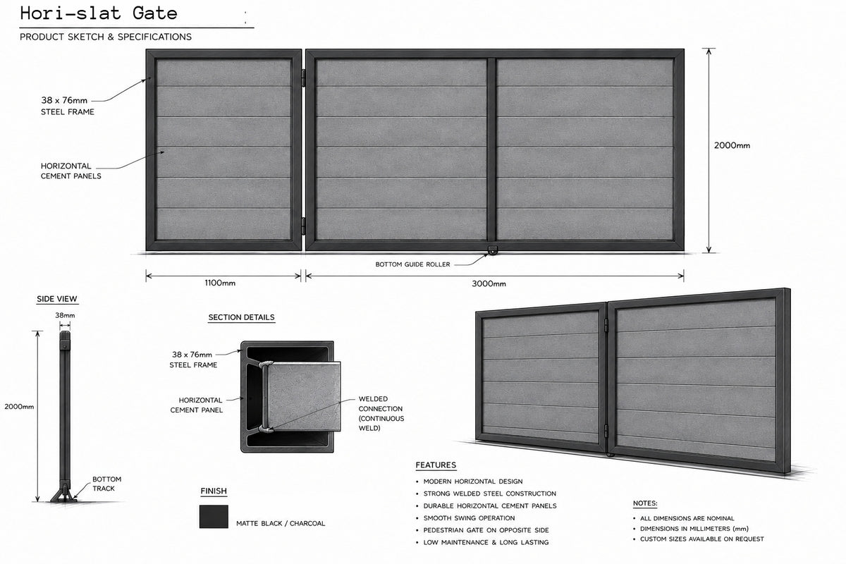 Ashwood Horizontal slat gate